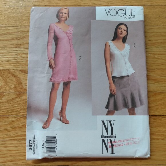 Vintage Vogue Dress Sewing Pattern Top Skirt Size 14-18 Ruffle Gored 2677 - Picture 1 of 10